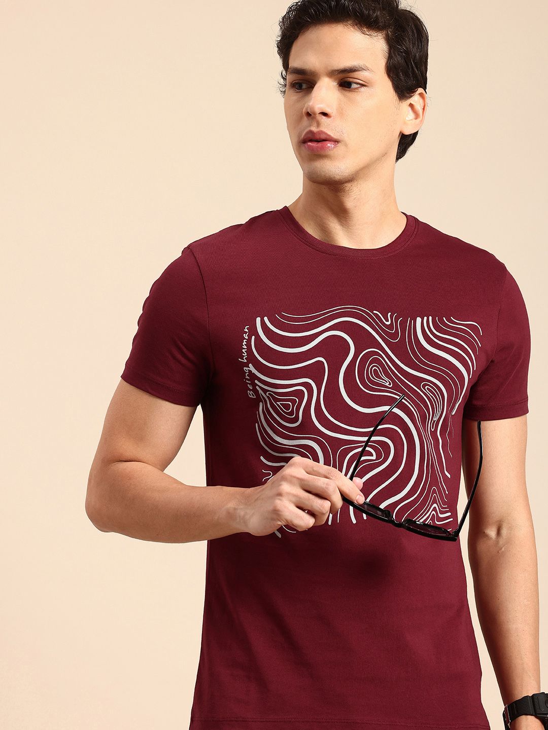 Being Human Abstract Printed Pure Cotton T-shirt