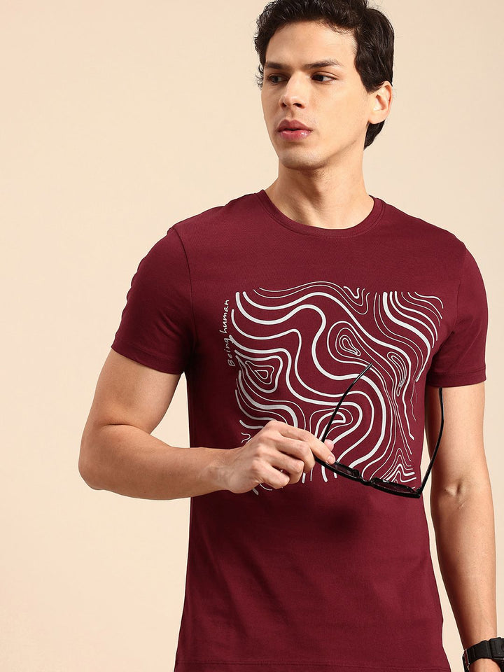 Being Human Abstract Printed Pure Cotton T-shirt