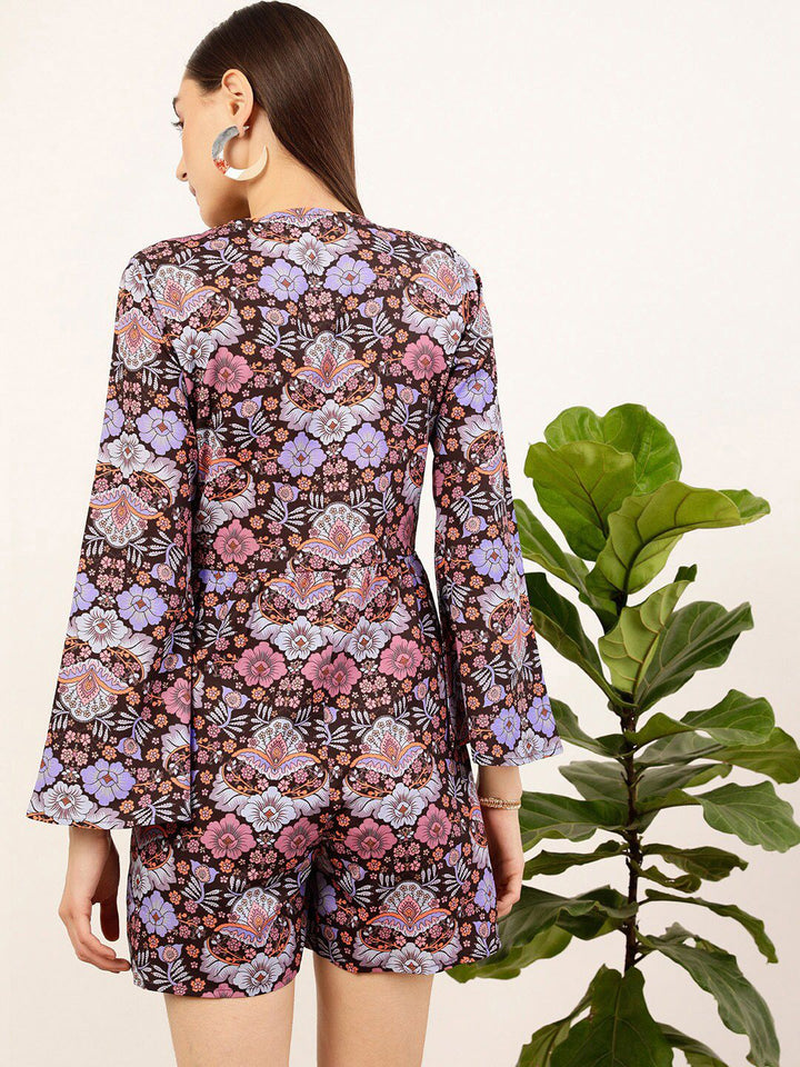 STREET 9 Floral Printed Tie Up Neck Jumpsuit