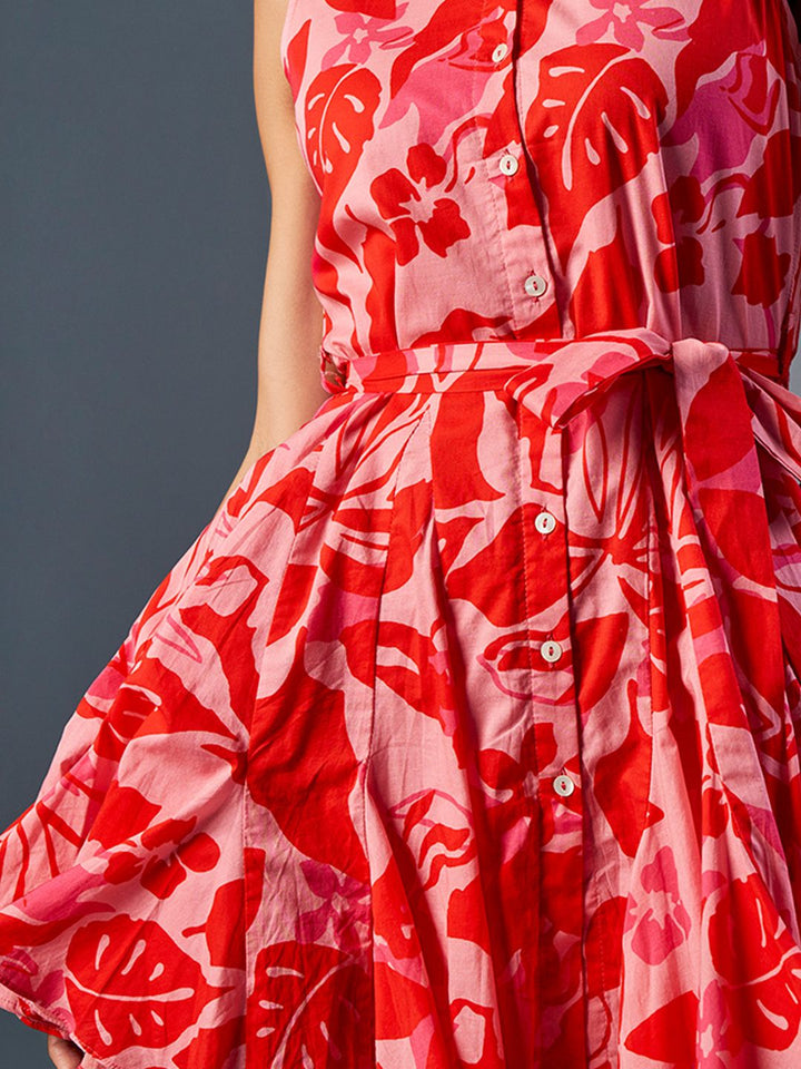 AND Floral Printed Fit & Flare Mini Pure Cotton Dress