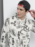 The Indian Garage Co Men White Printed Hooded Sweatshirt