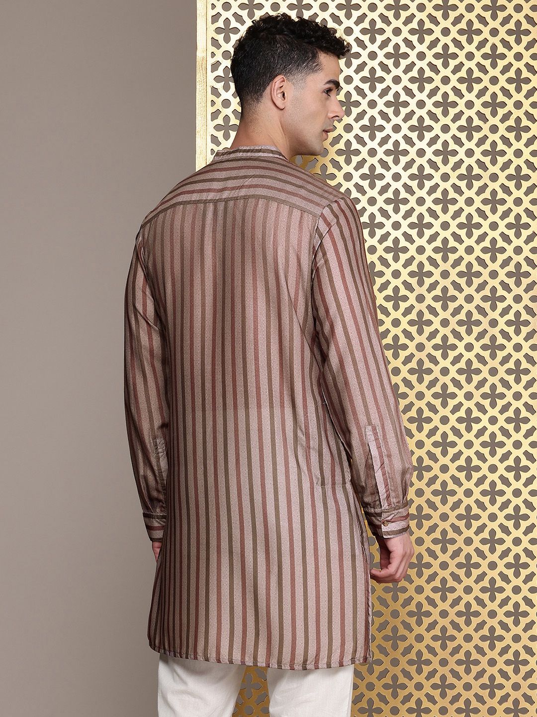 House of Pataudi Ethnic Motifs Printed & Striped Rozana Kurta
