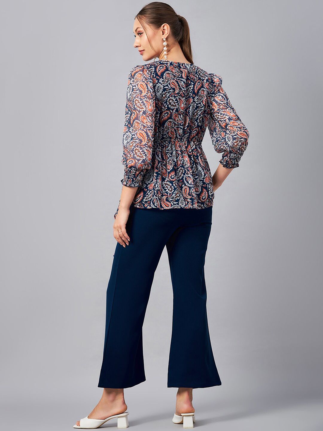 Antheaa Printed V-Neck Tunic With Trousers
