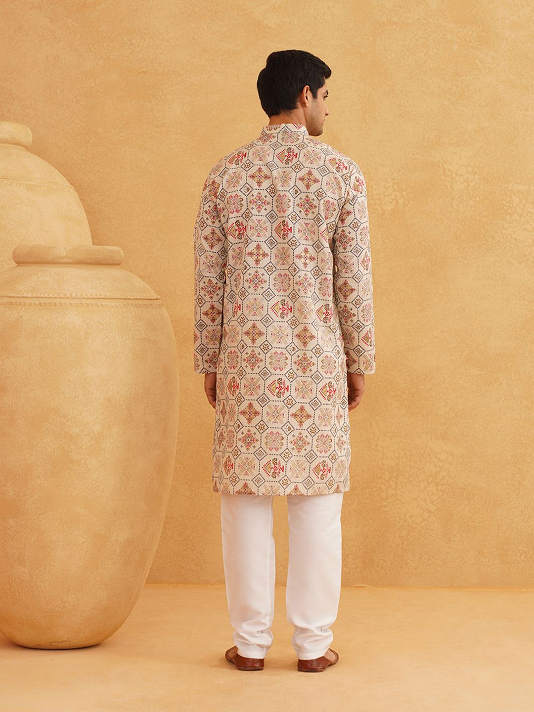SOJANYA Ethnic Motifs Printed Mandarin Collar Kurta With Pyjamas