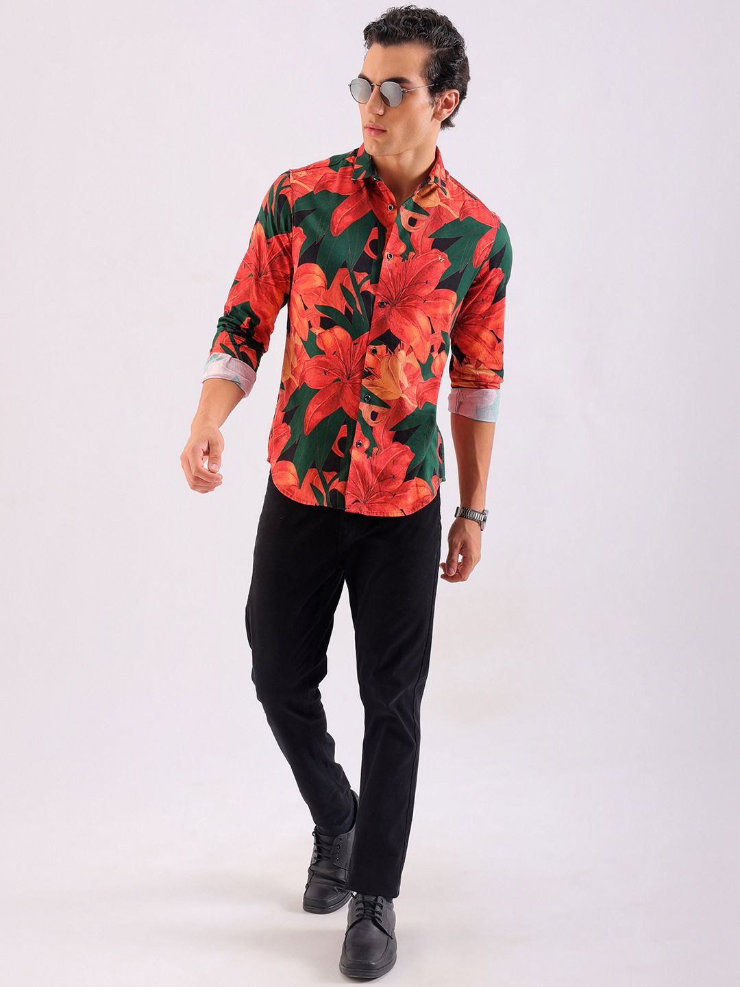 The Indian Garage Co Men Slim Fit Floral Printed Opaque Casual Shirt