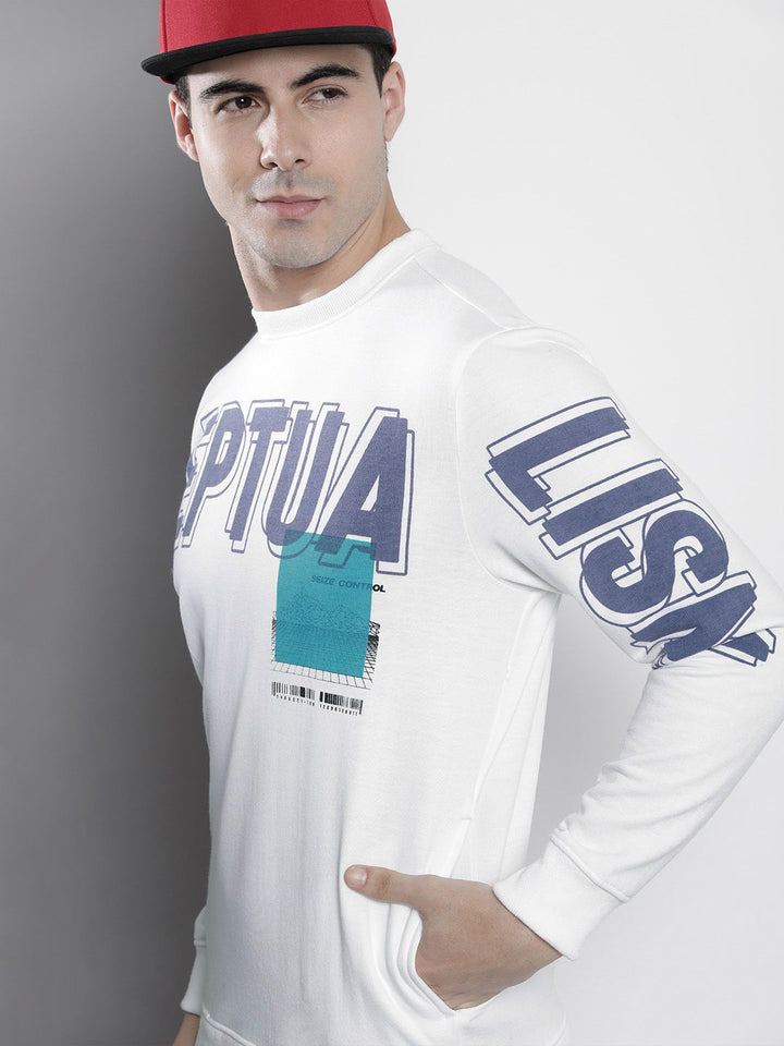 The Indian Garage Co Men White Printed Sweatshirt