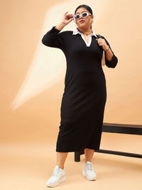 SASSAFRAS Curve Plus Size Sheath Midi Dress