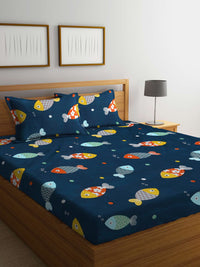 KLOTTHE Conversational 300 TC King Bedsheet with 2 Pillow Covers