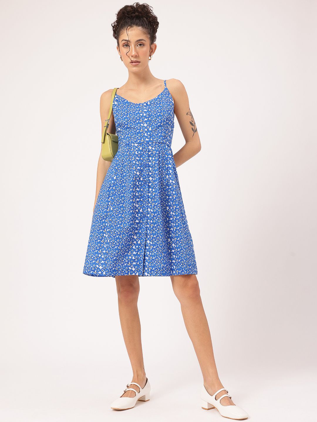 DressBerry Floral Print Styled-Back Knee Length Dress