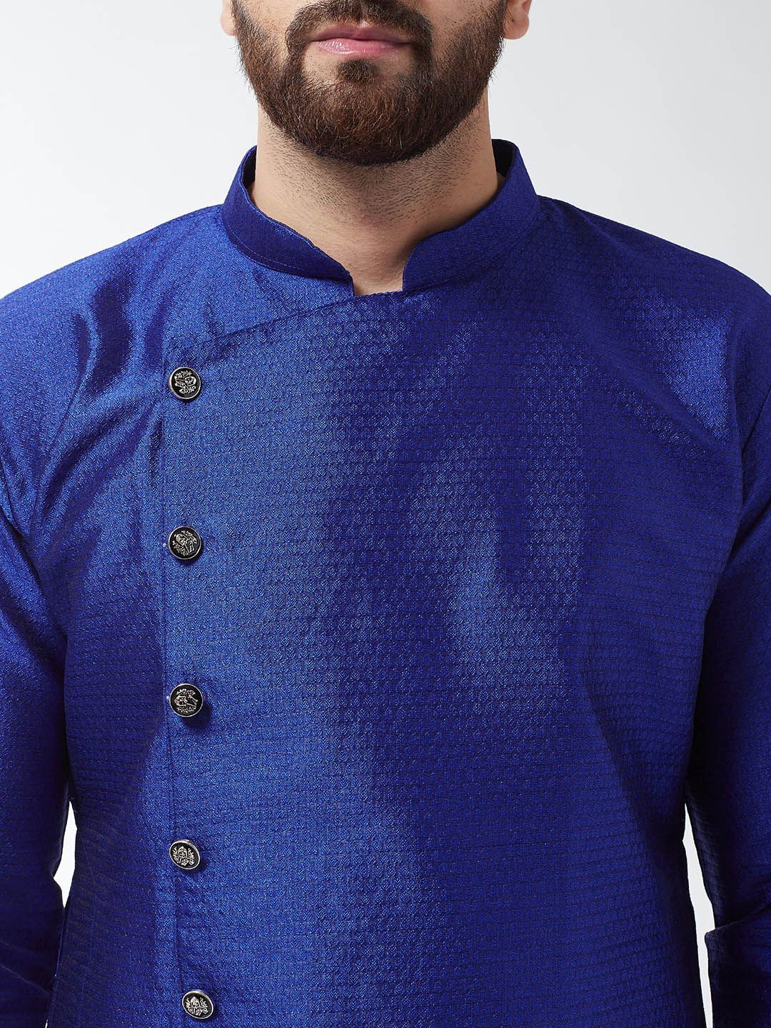 SOJANYA Kurta Lurus Bercetak Biru Lelaki
