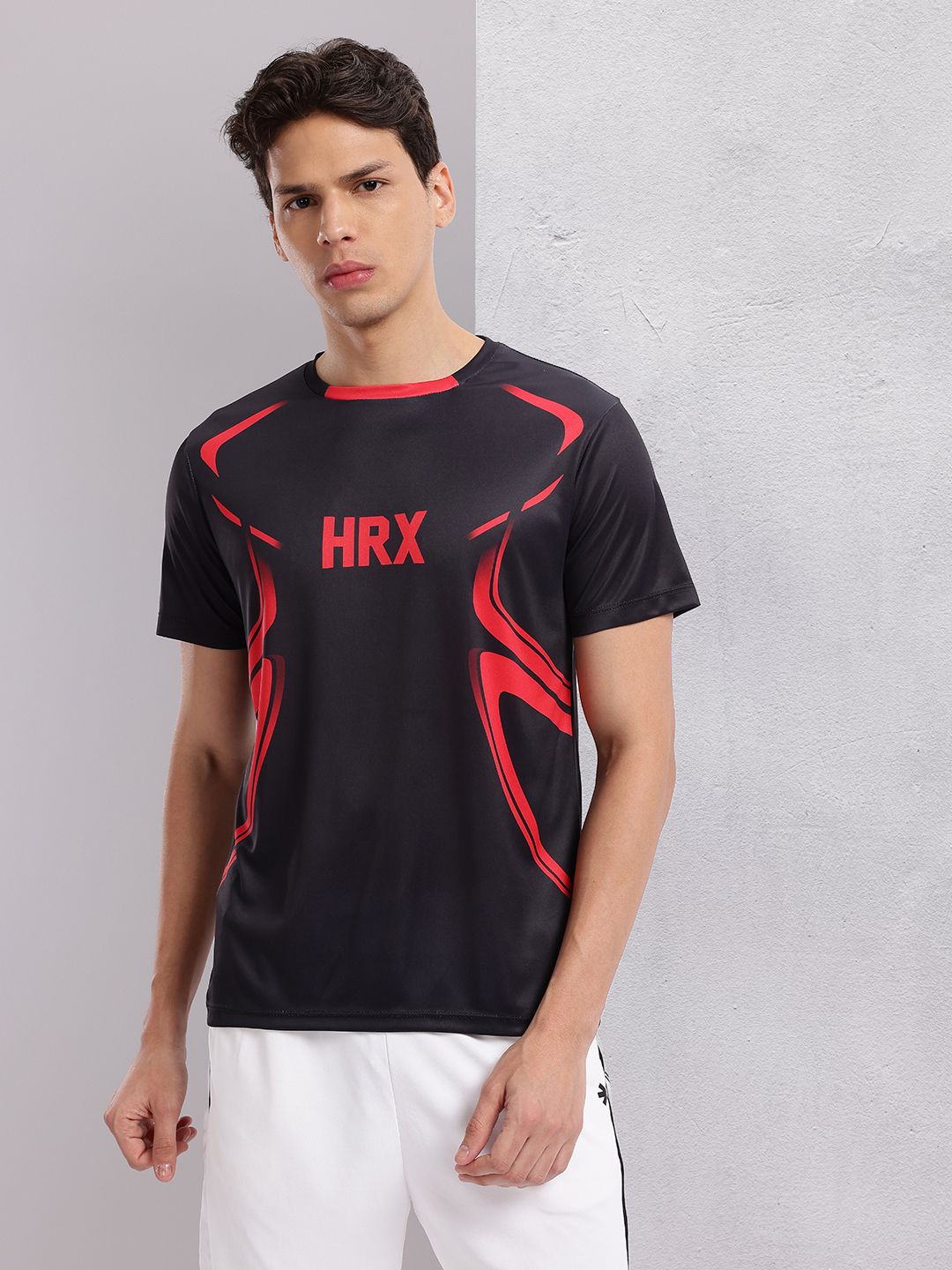 HRX by Hrithik Roshan Brand Logo & Abstract Printed Football T-shirt