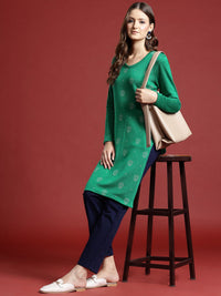 Anouk Floral Printed Winter Kurta