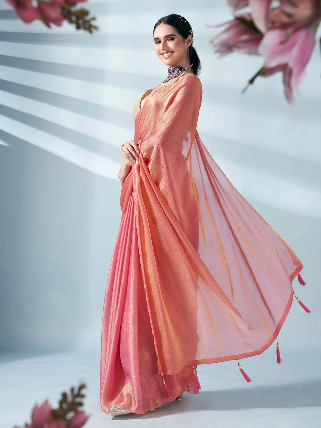 Tikhi Imli Two Tone Poly Chiffon Saree