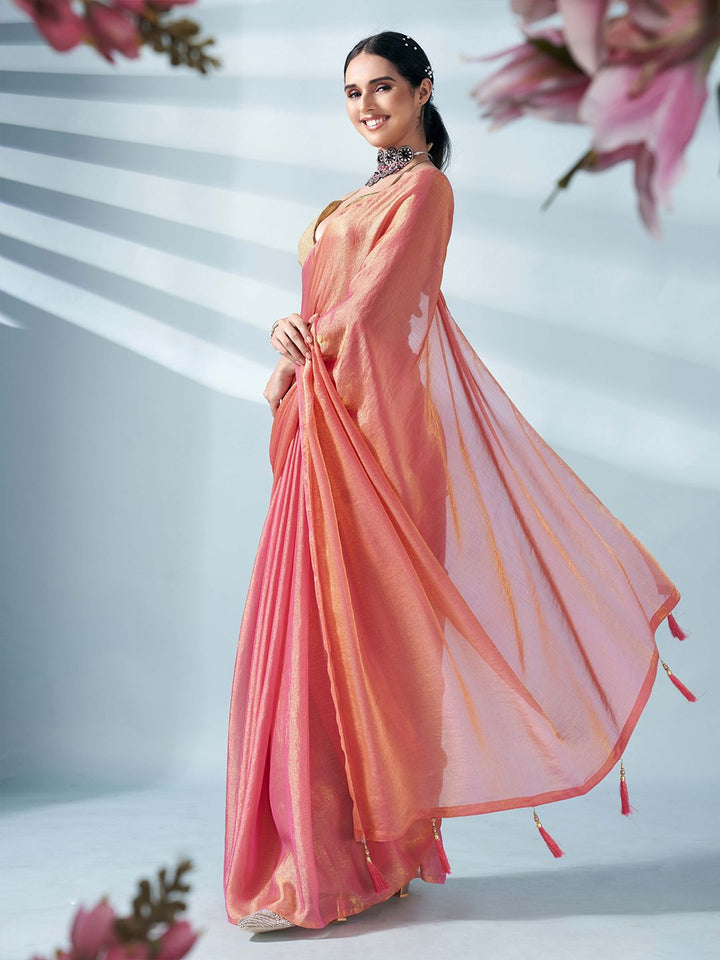 Tikhi Imli Two Tone Poly Chiffon Saree
