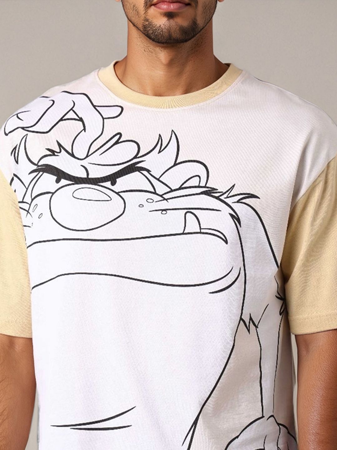 The Indian Garage Co Men Looney Tunes Graphic Printed Round Neck Pure Cotton Boxy T-shirt