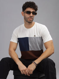 ADRO Colourblocked Leher Bulat Lengan Pendek Cotton T-shirt