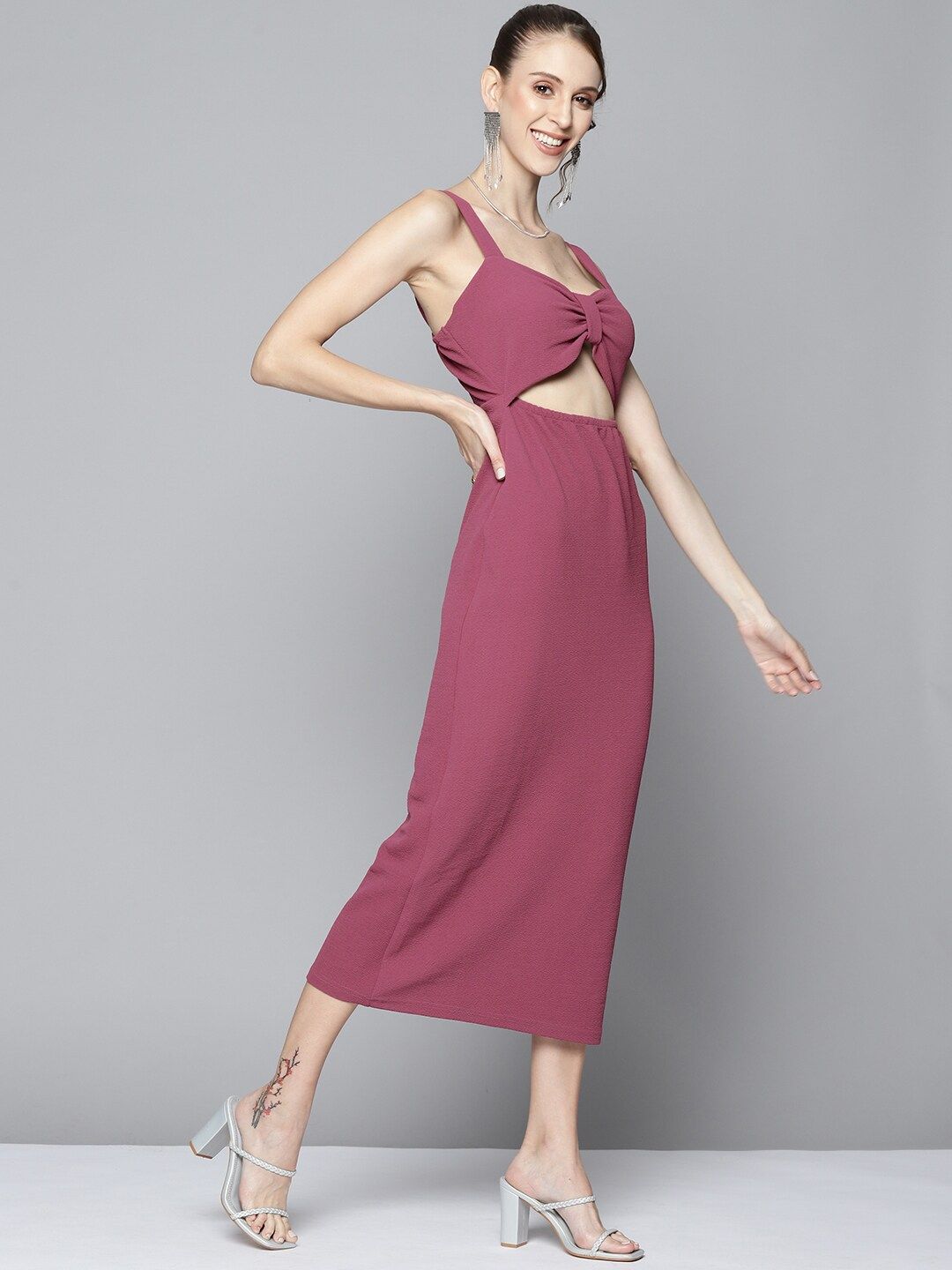 SASSAFRAS Women Mauve Sheath Midi Dress