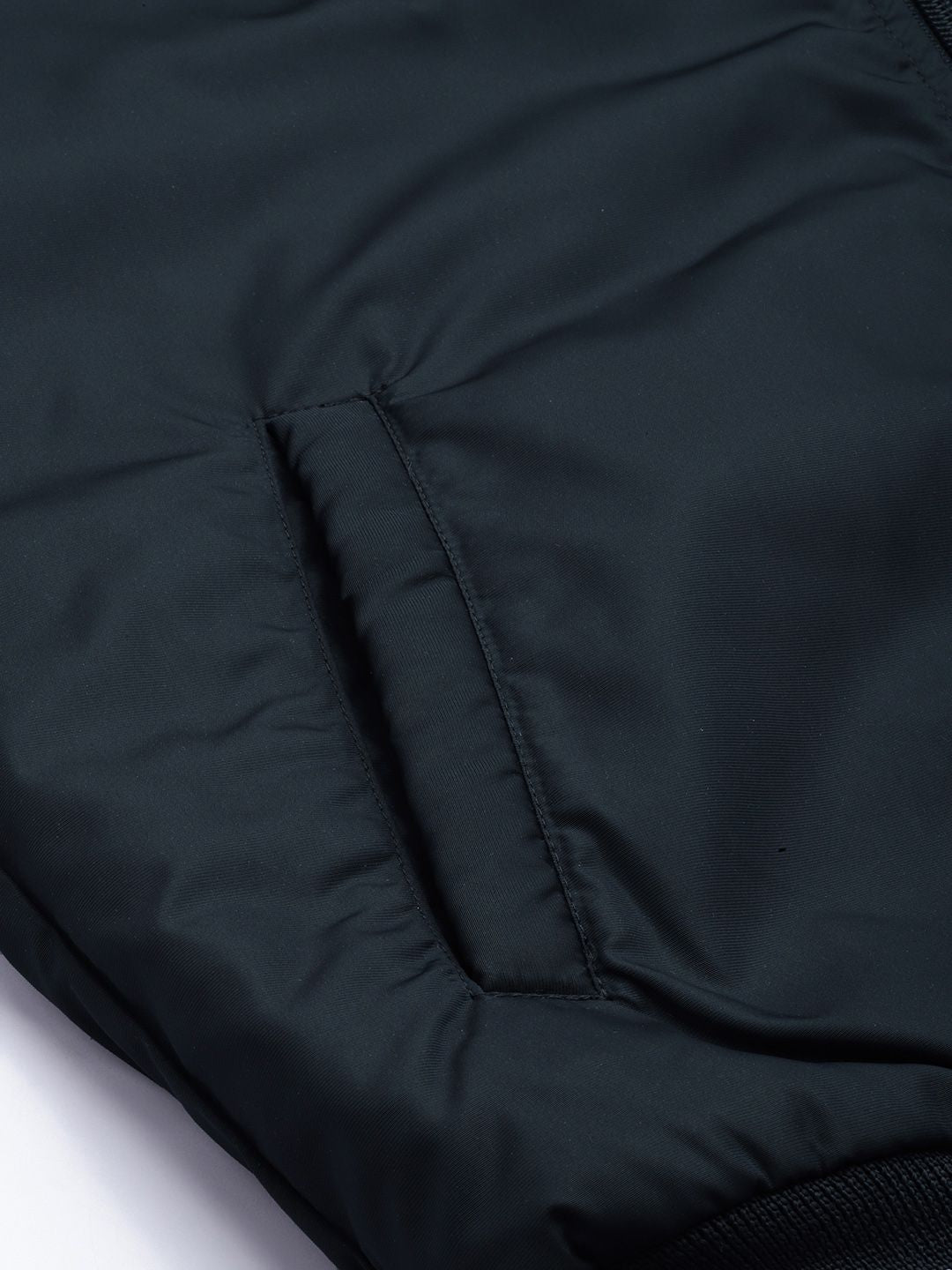 The Indian Garage Co Men Navy Blue White Striped Bomber Jacket