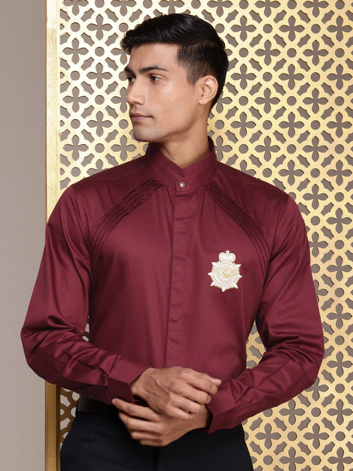 House of Pataudi Embroidered Pure Cotton Opaque Party Shirt