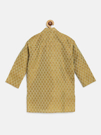 SOJANYA Boys Mustard Yellow & Beige Woven Design Jacquard Straight Kurta