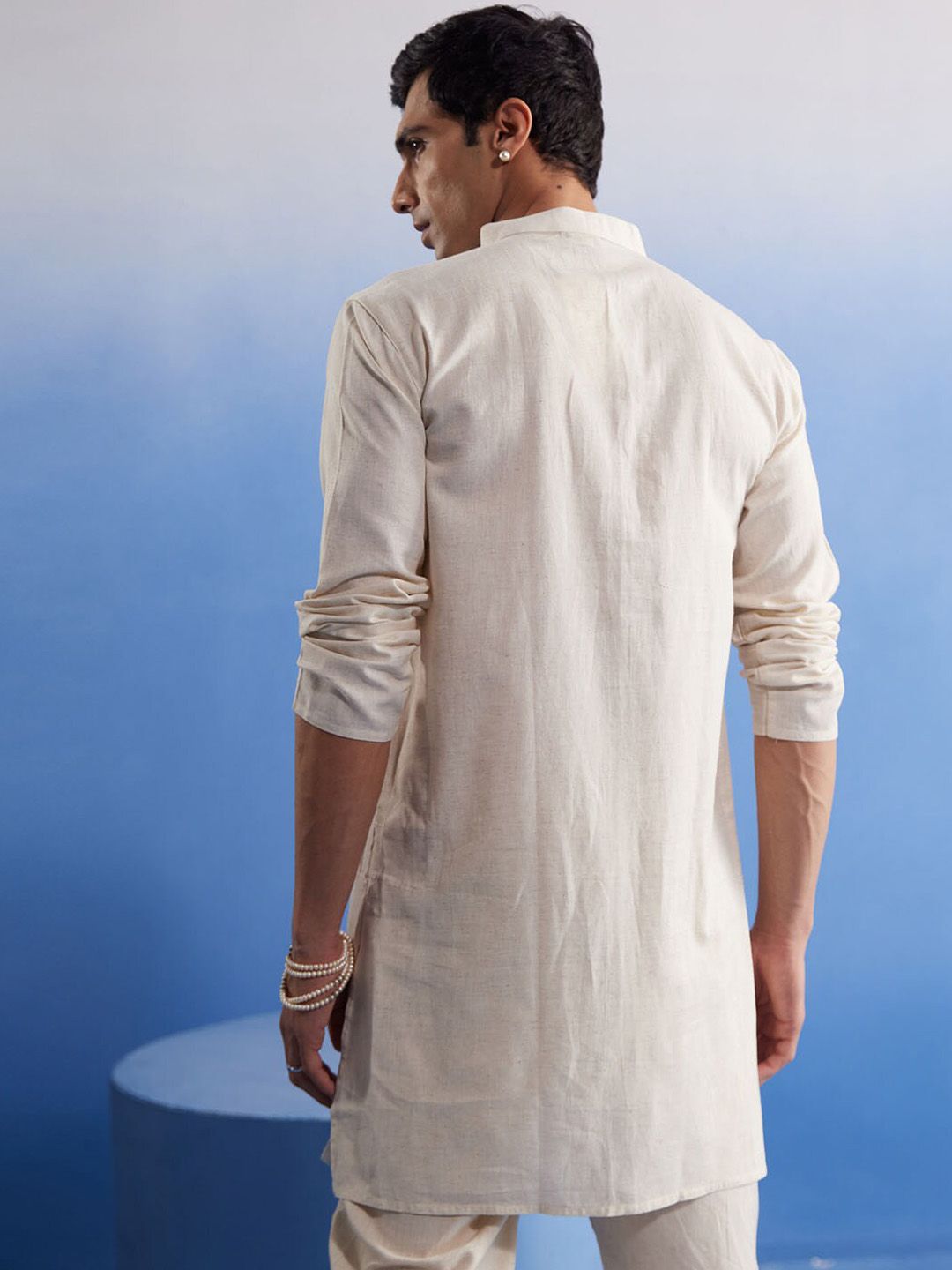 VASTRAMAY Mandarin Collar Pure Cotton Kurta with Trousers