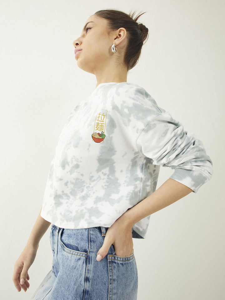 DressBerry Dyed & Printed Cotton Terry Boxy Sweatshirt
