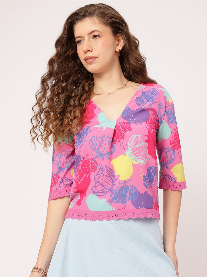 DressBerry Floral Fever Schiffli Detail Top
