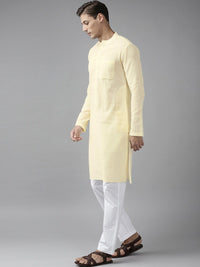 See Designs Men Cream-Coloured Slub Effect Pure Cotton Kurta