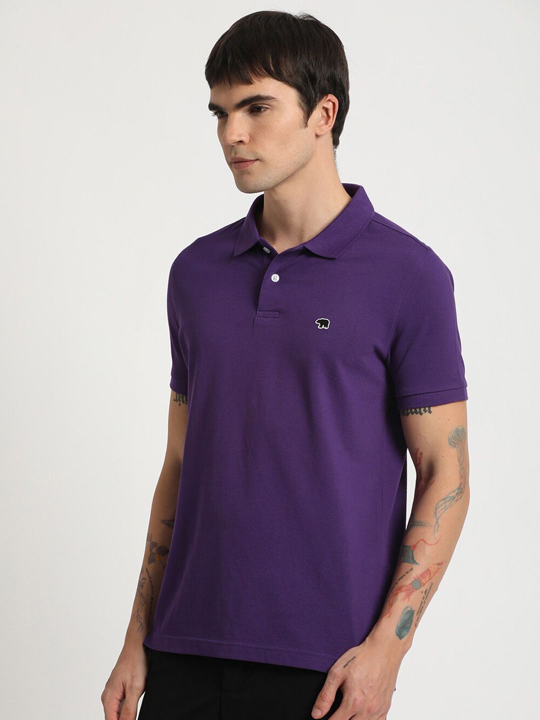 THE BEAR HOUSE Polo Collar Pure Cotton Slim Fit T-shirt