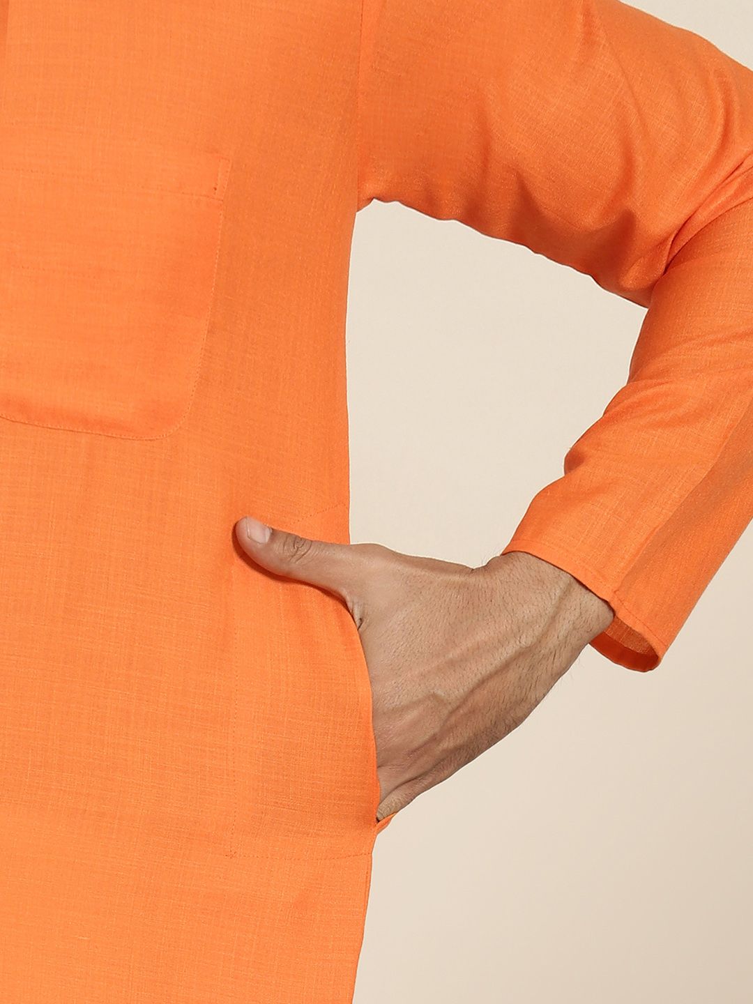 SOJANYA Men Orange Solid Kurta