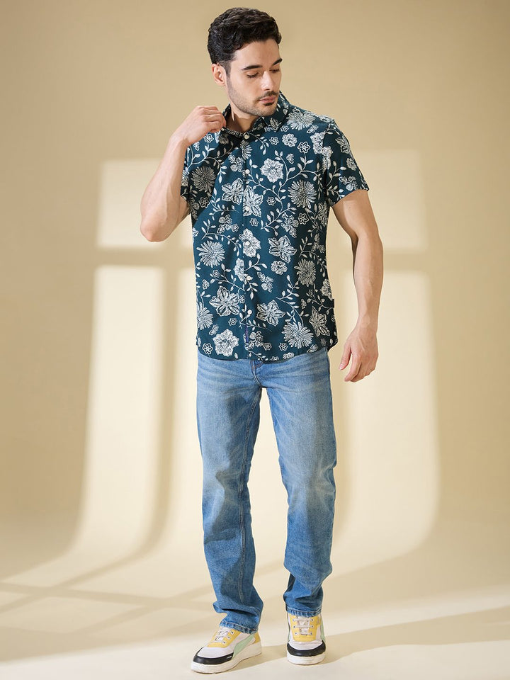 Being Human Slim Fit Floral Printed Casual Shirt