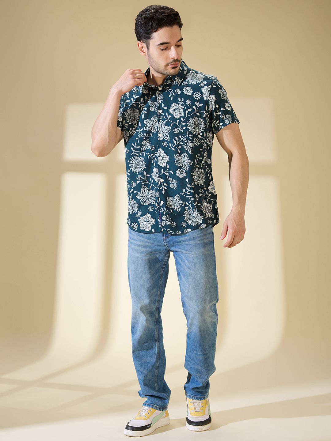 Being Human Slim Fit Floral Printed Casual Shirt