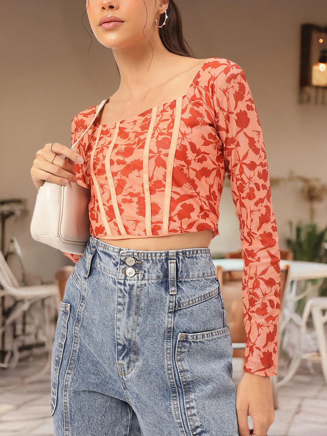 DressBerry Abstract Art Corset Style Crop Top