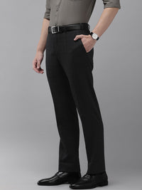 Park Avenue Men Checked Mid-Rise Formal Trousers