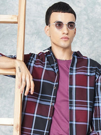 The Indian Garage Co Men Burgundy Checked Casual Shirt