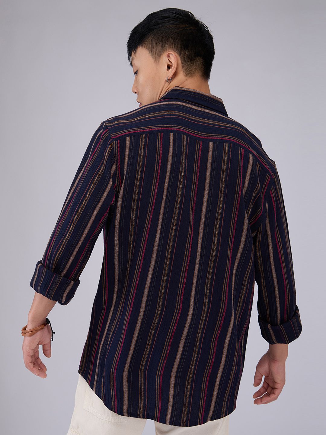 VASTRADO Men Classic Slim Fit Opaque Striped Casual Shirt