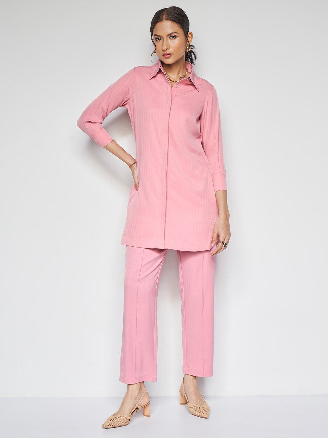 AND Collar Neck Shirt & Mid -Rise Trouser Co-Ords