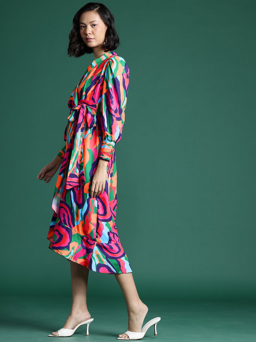 DressBerry Printed Midi Wrap Dress