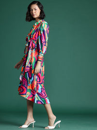 DressBerry Printed Midi Wrap Dress