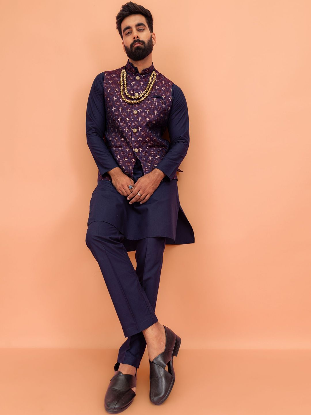 KISAH Men Woven Design Nehru Jackets