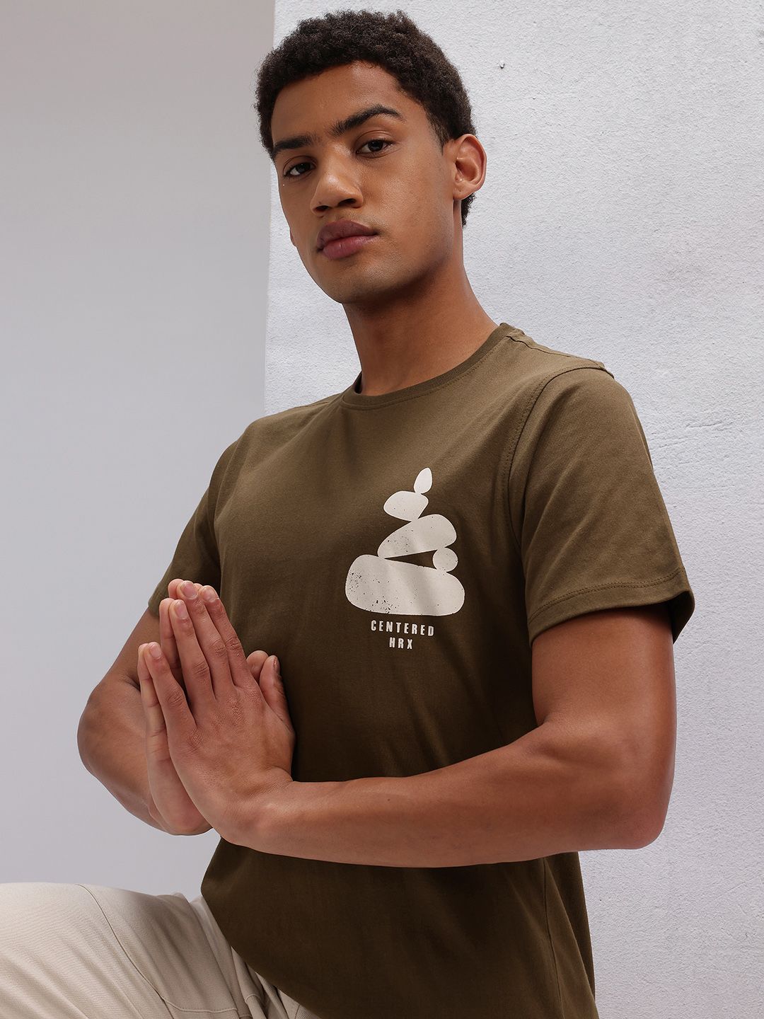 HRX by Hrithik Roshan Printed Pure Cotton Yoga T-shirt