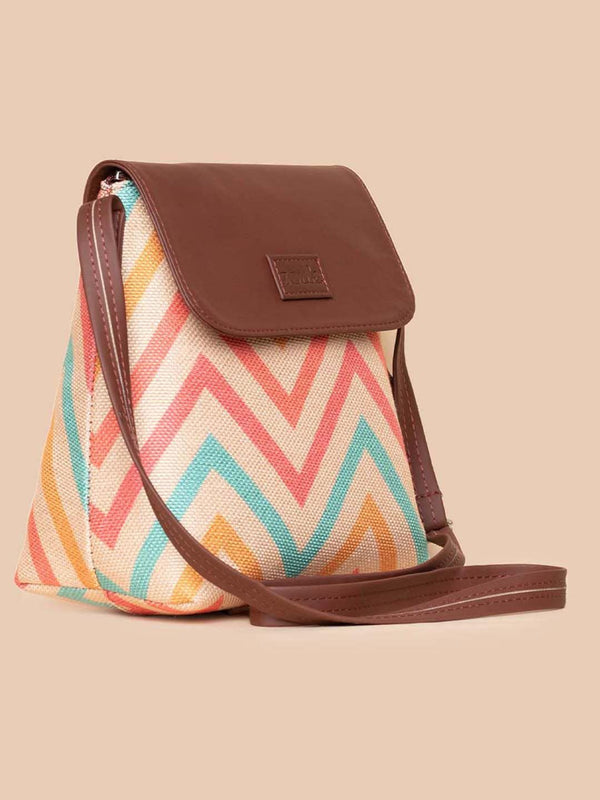 ZOUK Geometric Printed Structured Sling Bag