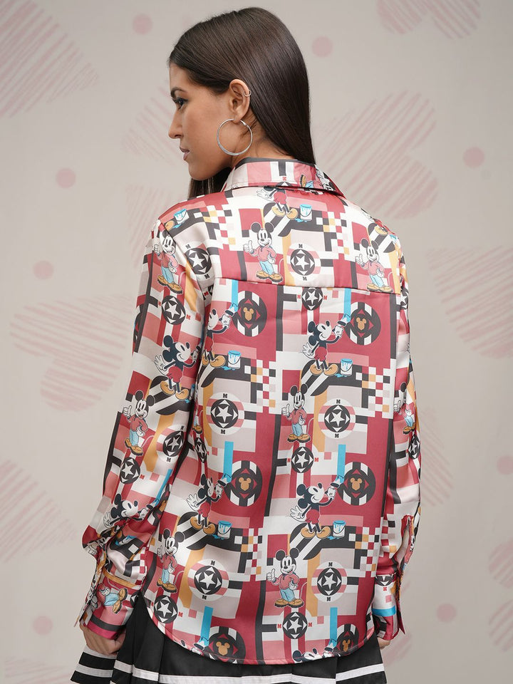 Tokyo Talkies Disney Mickey Mouse Women Satin Shirt