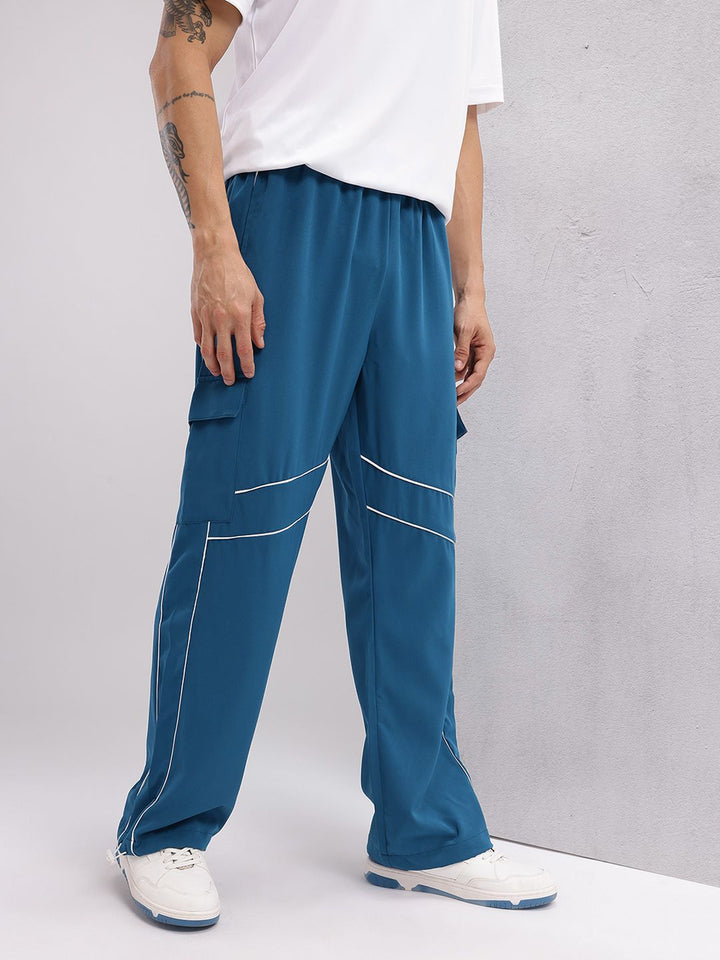 HRX by Hrithik Roshan Men Piping Detail Lifestyle Parachute Track Pants