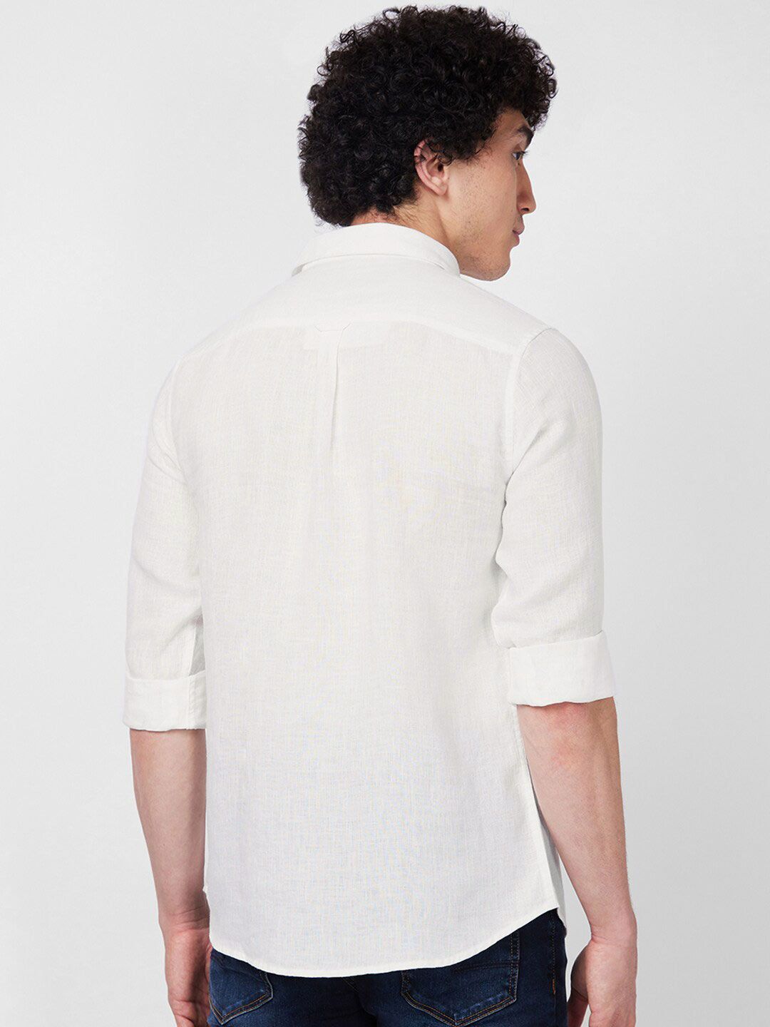 SPYKAR Spread Collar Linen Casual Shirt