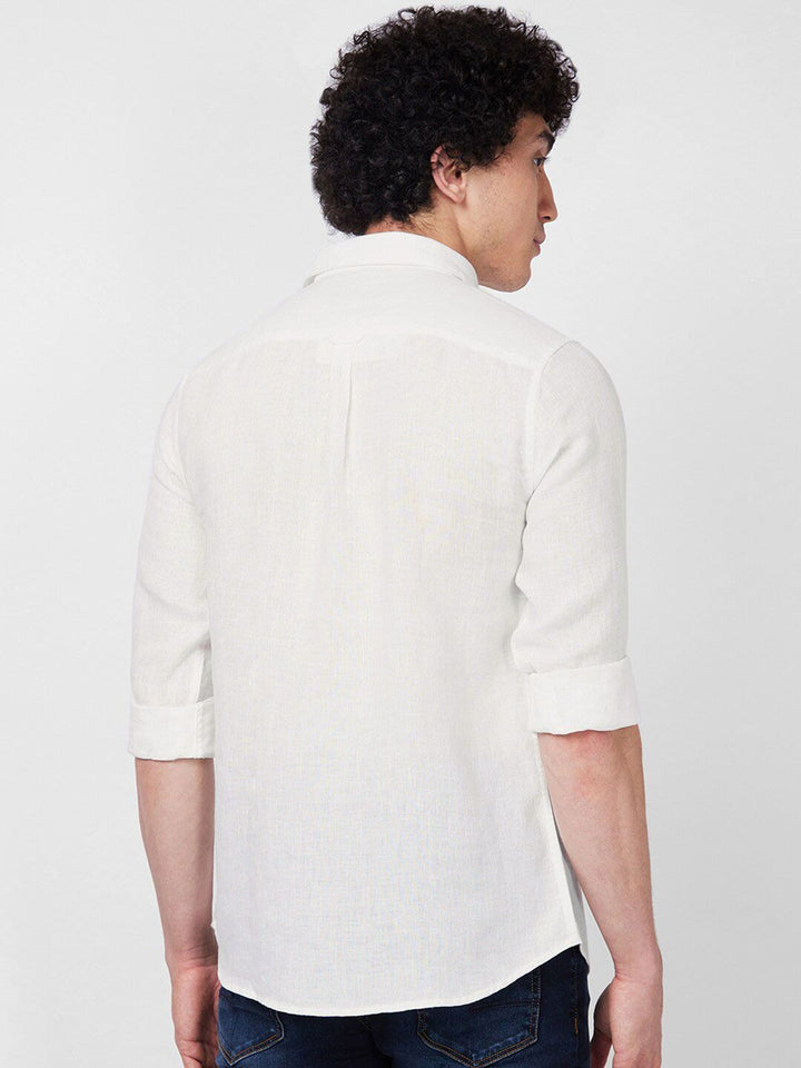 SPYKAR Spread Collar Linen Casual Shirt