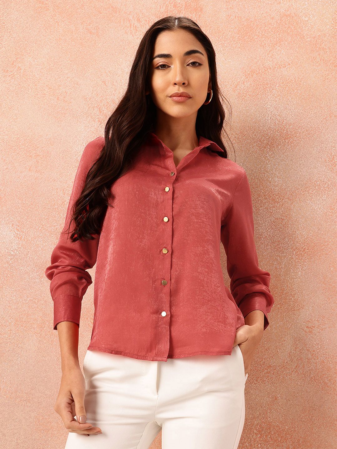 all about you Satin-Finish Regular Fit Casual Shirt