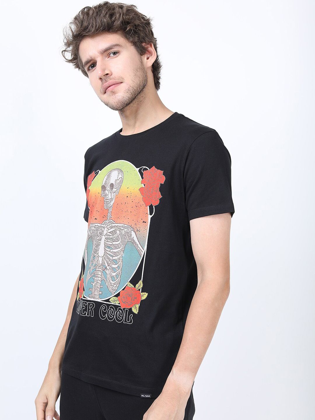 HIGHLANDER Men Black Printed Slim Fit T-shirt