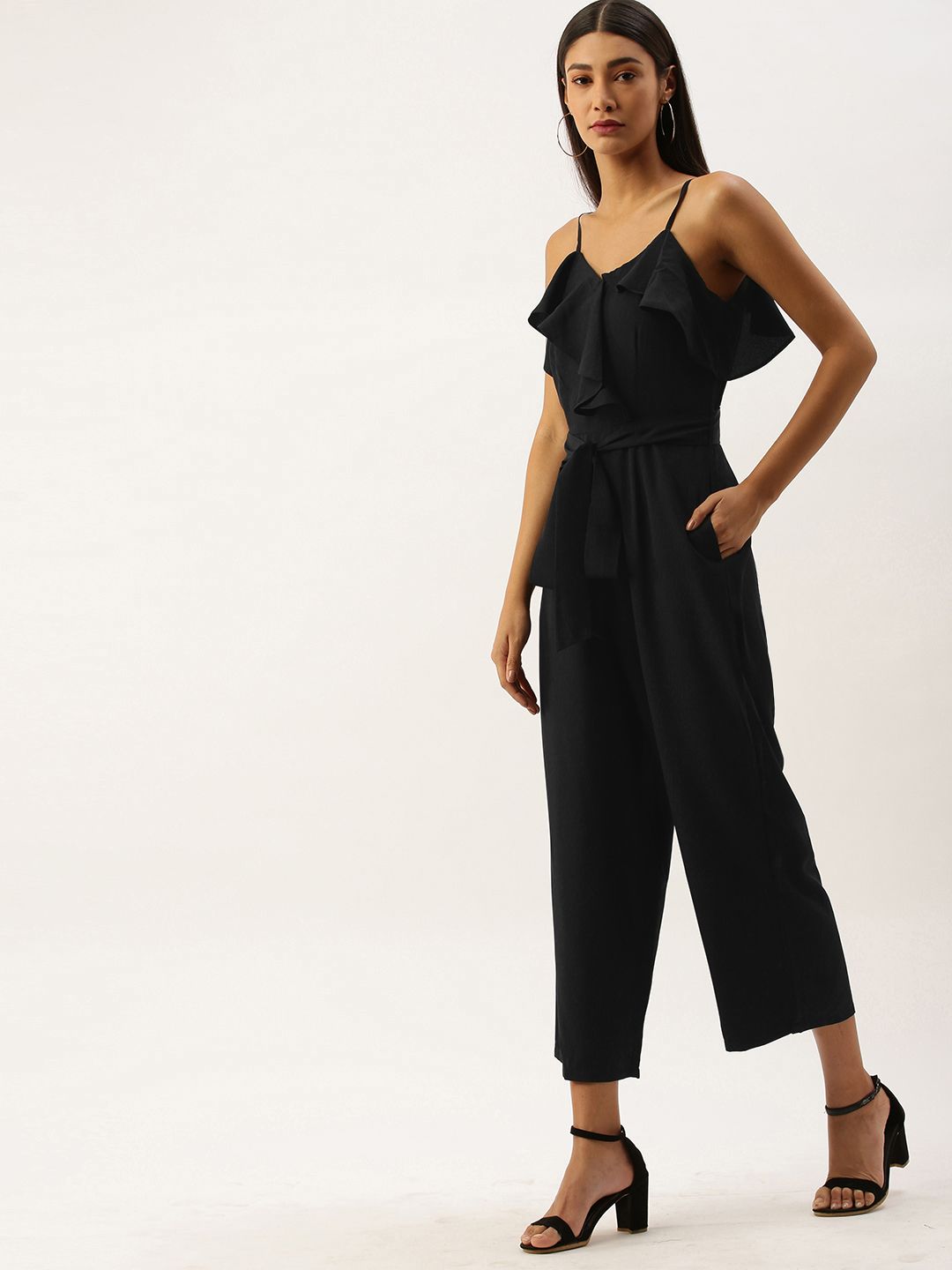 Berrylush Women Black Solid Basic Jumpsuit