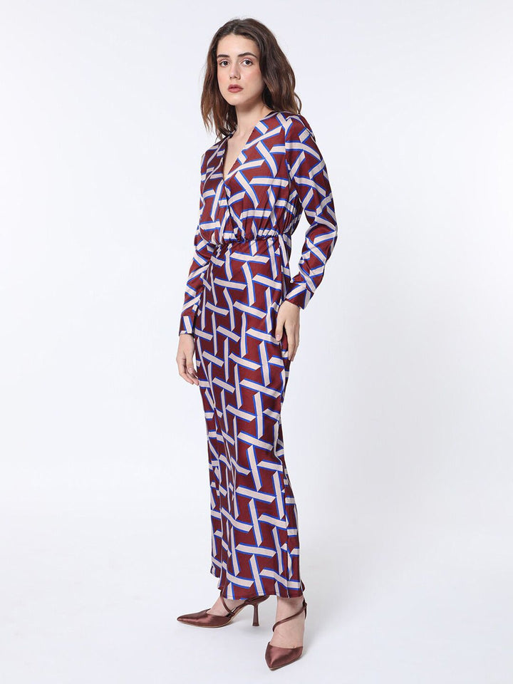 RAREISM Geo Print Overlap Front Maxi Dress